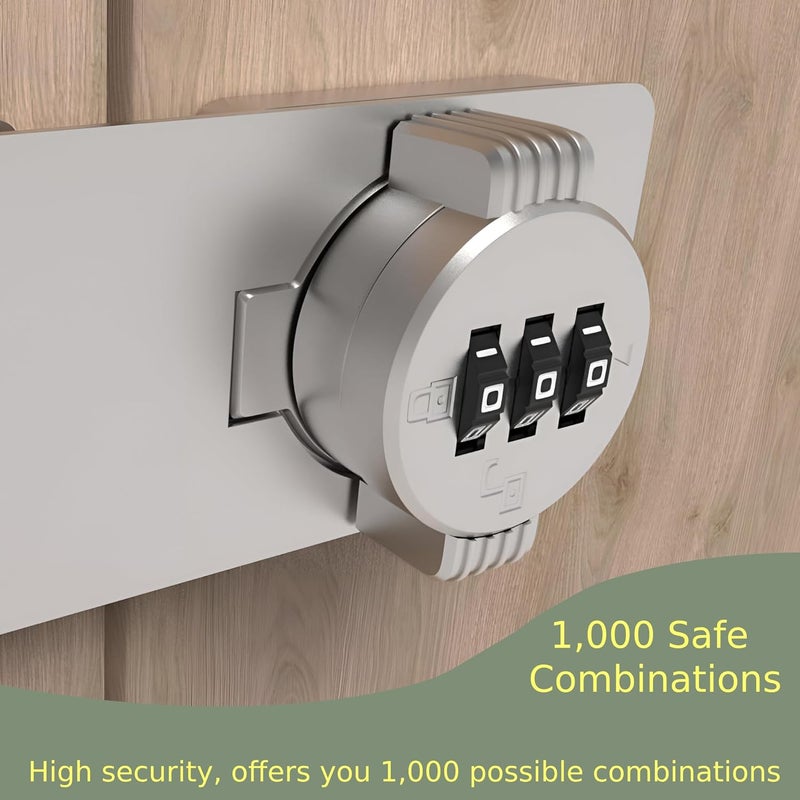 RETRIN Keyless Combination Lock – 3-Digit Combination Lock for Cabinet Doors – Twist Knob Hasp Latch Lock with Password Code – Zinc Alloy Cabinet Door Latch for Kitchen Drawers, Cabinets, Cupboard (Silver) - Image 4